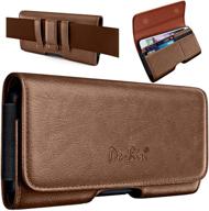 📱 samsung galaxy s21 s20 s10 s9 s8 belt holster - de-bin belt case with belt clip loops, phone pouch belt holder, built-in id card holder - brown (not for plus) - compatible with other cases logo