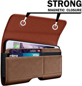 img 2 attached to 📱 Samsung Galaxy S21 S20 S10 S9 S8 Belt Holster - De-Bin Belt Case with Belt Clip Loops, Phone Pouch Belt Holder, Built-in ID Card Holder - Brown (Not for Plus) - Compatible with Other Cases