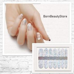 img 2 attached to 💅 BornBeauty 5 шт. блестящие наклейки для ногтей с пилочкой для ногтей - Комплект для маникюра с блестками для женщин и девочек (2)