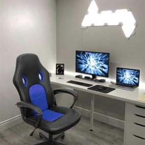 img 3 attached to 🎮 KaiMeng Office Gaming Chair: High Back Leather Computer Chair with Ergonomic Design, Adjustable Height, and Racing Game Features (Blue)