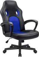 🎮 kaimeng office gaming chair: high back leather computer chair with ergonomic design, adjustable height, and racing game features (blue) logo