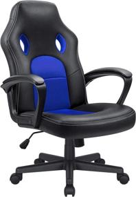 img 4 attached to 🎮 KaiMeng Office Gaming Chair: High Back Leather Computer Chair with Ergonomic Design, Adjustable Height, and Racing Game Features (Blue)