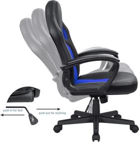 img 1 attached to 🎮 KaiMeng Office Gaming Chair: High Back Leather Computer Chair with Ergonomic Design, Adjustable Height, and Racing Game Features (Blue)