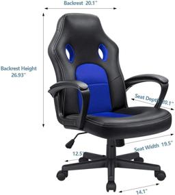 img 2 attached to 🎮 KaiMeng Office Gaming Chair: High Back Leather Computer Chair with Ergonomic Design, Adjustable Height, and Racing Game Features (Blue)