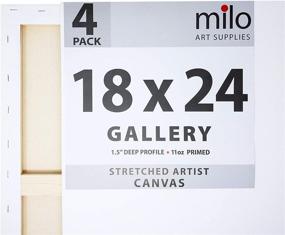 img 3 attached to 🖼️ Milo Stretched Artist Canvas 18x24" - 4 Pack, 1.5” Thick Gallery Profile, 11 oz Primed Large Canvases for Painting - Ready to Paint Art Supplies for Acrylic, Oil, Mixed Media