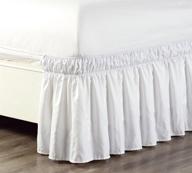 🛏️ high thread count microfiber dust ruffle: 21-inch long wrap around white ruffled bed skirt for queen, king, and cal king bedding – soft, wrinkle-free, and elasticized fit logo