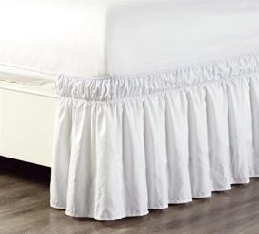 img 1 attached to 🛏️ High Thread Count Microfiber Dust Ruffle: 21-inch Long Wrap Around White Ruffled Bed Skirt for Queen, King, and Cal King Bedding – Soft, Wrinkle-Free, and Elasticized Fit