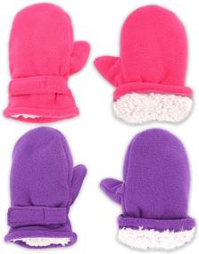 img 4 attached to Winter Hat &amp; Mitten Set for Baby &amp; Toddler – Cozy Sherpa Lined Fleece Snow Trapper Pom Hat &amp; Gloves for Infant Kids, Boys &amp; Girls