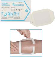 🏥 houseables transparent film dressing, 50-pack, sterile, waterproof, breathable, post surgical skin patch, wound cover bandages, clear, 4" x 4.75", bacterial barrier, showerproof логотип