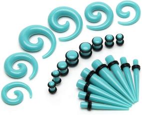 img 1 attached to CrazyPiercing Turquoise Spiral & Straight Taper Stretching Gauges Kit with Turquoise Acrylic Plug Set - 54 Pieces