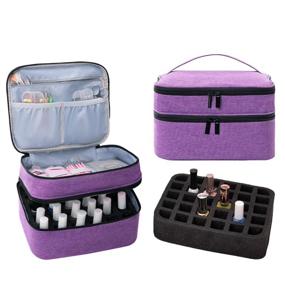 img 4 attached to 💅 OSPUORT Portable Nail Polish Carrying Case: Organize, Protect, and Travel in Style with our Double Layer Design, Holds 30 Bottles - Professional Purple Nail Polish Holder and Manicure Set Organizer Bag