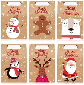 img 3 attached to 🎁 STEFORD Рождественские подарочные коробки из крафт-бумаги, 24 шт Xmas Candy Gift Treat Bags - Идеально подходит для поставок на вечеринке и подарочной упаковки.