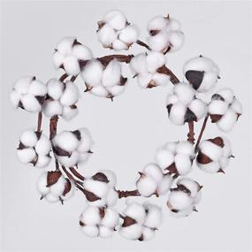 img 4 attached to 🌾 Lvydec Mini-Sized Cotton Wreath Decor - 10-inch Adjustable Cotton Stems Wreath with Full Cotton Bolls for Farmhouse Decoration, Front Door, Wall, Wedding Centerpiece