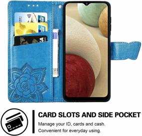 img 2 attached to 🦋 CMeka Galaxy S21 Wallet Case with Magnetic Closure, 3D Embossed Butterfly Design, Card Slots, Kickstand, Soft TPU Protective Flip Cover - Blue (6.2 Inch)