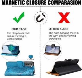 img 1 attached to 🦋 CMeka Galaxy S21 Wallet Case with Magnetic Closure, 3D Embossed Butterfly Design, Card Slots, Kickstand, Soft TPU Protective Flip Cover - Blue (6.2 Inch)