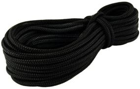 img 1 attached to 🏔️ 50ft High Strength Nylon Rope - Multipurpose, Indoor & Outdoor Use, Camping, Swinging, Boat Docks, Sports, Backpacks, Construction, Moving - Solid Braid 9mm (3/8") - Black