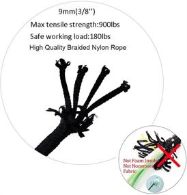 img 2 attached to 🏔️ 50ft High Strength Nylon Rope - Multipurpose, Indoor & Outdoor Use, Camping, Swinging, Boat Docks, Sports, Backpacks, Construction, Moving - Solid Braid 9mm (3/8") - Black