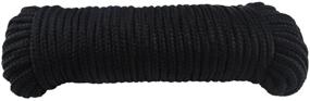 img 3 attached to 🏔️ 50ft High Strength Nylon Rope - Multipurpose, Indoor & Outdoor Use, Camping, Swinging, Boat Docks, Sports, Backpacks, Construction, Moving - Solid Braid 9mm (3/8") - Black