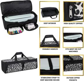 img 1 attached to 🐆 Mary Die-Cut Machine Carrying Case for Cricut Air & Maker Brother, Silhouette - Cheetah Print Storage Tote - Accessories Bag for Supplies, Weeding Tools, Pens & Vinyl
