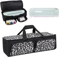 🐆 mary die-cut machine carrying case for cricut air & maker brother, silhouette - cheetah print storage tote - accessories bag for supplies, weeding tools, pens & vinyl logo
