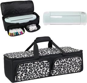 img 4 attached to 🐆 Mary Die-Cut Machine Carrying Case for Cricut Air & Maker Brother, Silhouette - Cheetah Print Storage Tote - Accessories Bag for Supplies, Weeding Tools, Pens & Vinyl