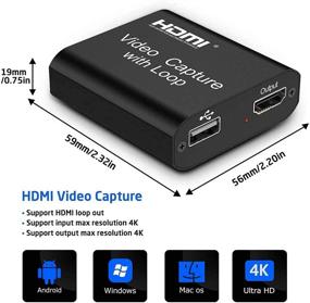 img 3 attached to Премиум HDMI к USB 2.0 Видео захват карты - HD 1080p 30fps - Отсутствие задержки петли - Запись игр, трансляция, прямая трансляция - Прочный металлический корпус