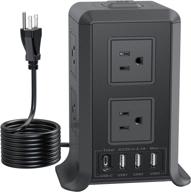 advanced power strip: surge protector tower with usb c, 8 outlets & 4 usb ports for home, office, travel логотип