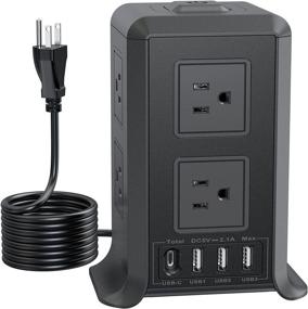 img 4 attached to Advanced Power Strip: Surge Protector Tower with USB C, 8 Outlets & 4 USB Ports for Home, Office, Travel