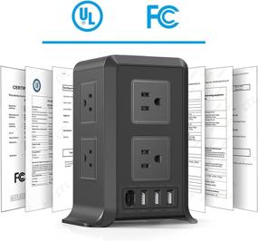 img 1 attached to Advanced Power Strip: Surge Protector Tower with USB C, 8 Outlets & 4 USB Ports for Home, Office, Travel