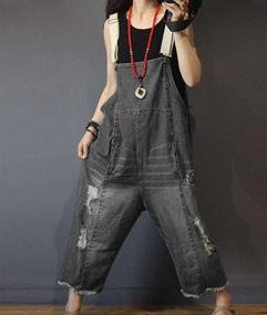 img 3 attached to YESNO Cropped Overalls Jumpsuits Distressed Women's Clothing for Jumpsuits, Rompers & Overalls