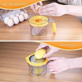 img 2 attached to Kuopry Lemon Squeezer Orange Juicer with Measuring Cup | Manual Citrus Lime Hand Press Juicer - 20 OZ | Includes Egg Separator and Grater Lid | Multifunctional