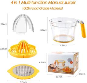 img 1 attached to Kuopry Lemon Squeezer Orange Juicer with Measuring Cup | Manual Citrus Lime Hand Press Juicer - 20 OZ | Includes Egg Separator and Grater Lid | Multifunctional