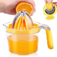 kuopry lemon squeezer orange juicer with measuring cup | manual citrus lime hand press juicer - 20 oz | includes egg separator and grater lid | multifunctional logo