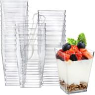 🍮 eupako 100 pack small clear plastic dessert cups: perfect for appetizers, puddings, mousse and more logo