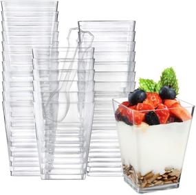 img 4 attached to 🍮 Eupako 100 Pack Small Clear Plastic Dessert Cups: Perfect for Appetizers, Puddings, Mousse and More