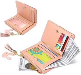 img 1 attached to 💼 JOSEKO Women's Small PU Wallet with Tassel Pendants - Multi Slot Short Card Holder Purse for Ladies and Girls