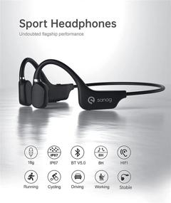 img 1 attached to Sanag Open Ear Headphones: Wireless Bluetooth Air Conduction Earbuds with Microphone for Work and Sport (Black)