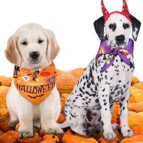 img 3 attached to Frienda Halloween Bandanas Neckerchief Washable Dogs