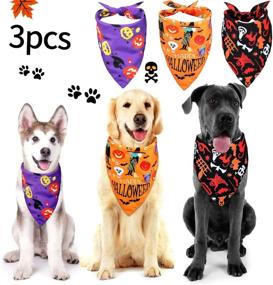 img 4 attached to Frienda Halloween Bandanas Neckerchief Washable Dogs