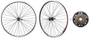 img 4 attached to 🚲 CyclingDeal MTB Wheelset 26" 7 Speed with Double Wall Rims, Compatible with Shimano MF-TZ500-7 14-34T Freewheel - Front & Back Wheels for Mountain Bikes