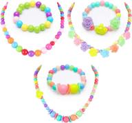 🎀 bigotters little girls necklace bracelet: colorful beaded jewelry sets for pretend play and parties - perfect kids gift and dress-up accessory логотип