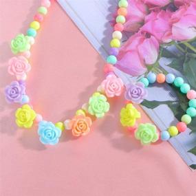 img 1 attached to 🎀 BigOtters Little Girls Necklace Bracelet: Colorful Beaded Jewelry Sets for Pretend Play and Parties - Perfect Kids Gift and Dress-Up Accessory