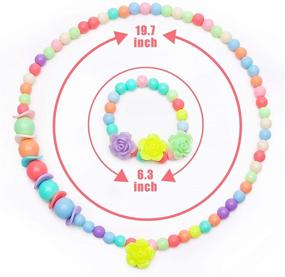 img 3 attached to 🎀 BigOtters Little Girls Necklace Bracelet: Colorful Beaded Jewelry Sets for Pretend Play and Parties - Perfect Kids Gift and Dress-Up Accessory