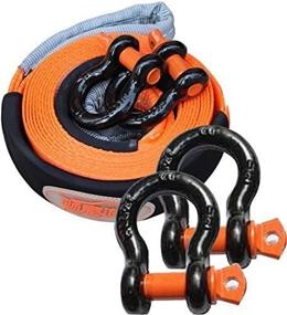 img 3 attached to 🔒 11,000lbs Heavy Duty Tow Straps Kit - Warmword Tow Straps with D Ring and Loops for 15 ft x 2.5 in Recovery