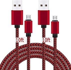 img 1 attached to 🔌 2-пак 10-футового длинного кабеля для зарядки Micro USB для Android | Быстрая и быстрая зарядка для планшетов и электронных книг Amazon Kindle Fire HD 6 7 8 10 (1-8 поколение) HDX 8.9" 9.7" и электронных книг (3-11 поколение), Xbox One S/X/Elite, PS4 Pro/Slim