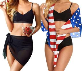 img 3 attached to Pieces Swimsuit Bathing Chiffon Swimwear Women's Clothing and Swimsuits & Cover Ups