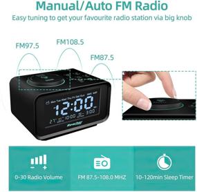 img 3 attached to 🕒 Часы будильника REACHER Small Digital Alarm Clock Radio - Два порта USB для зарядки, диммер, термометр, 6 звуков громкости, таймер сна - Идеально для спальни - Черные