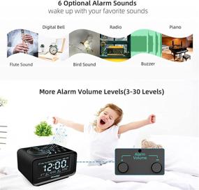 img 2 attached to 🕒 Часы будильника REACHER Small Digital Alarm Clock Radio - Два порта USB для зарядки, диммер, термометр, 6 звуков громкости, таймер сна - Идеально для спальни - Черные