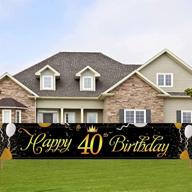 mocossmy 40th birthday yard banner party decoration for women men - large black & gold happy birthday yard sign porch photography background backdrop - party supplies for home outdoor birthday decor logo