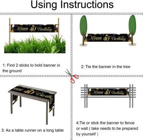 img 2 attached to Праздничный баннер Mocossmy к 40-летию, украшение для вечеринки для женщин и мужчин - большой черно-золотой флажок с надписью Happy Birthday для двора как фон для фотосъемки - праздничные принадлежности для украшения дома на улице